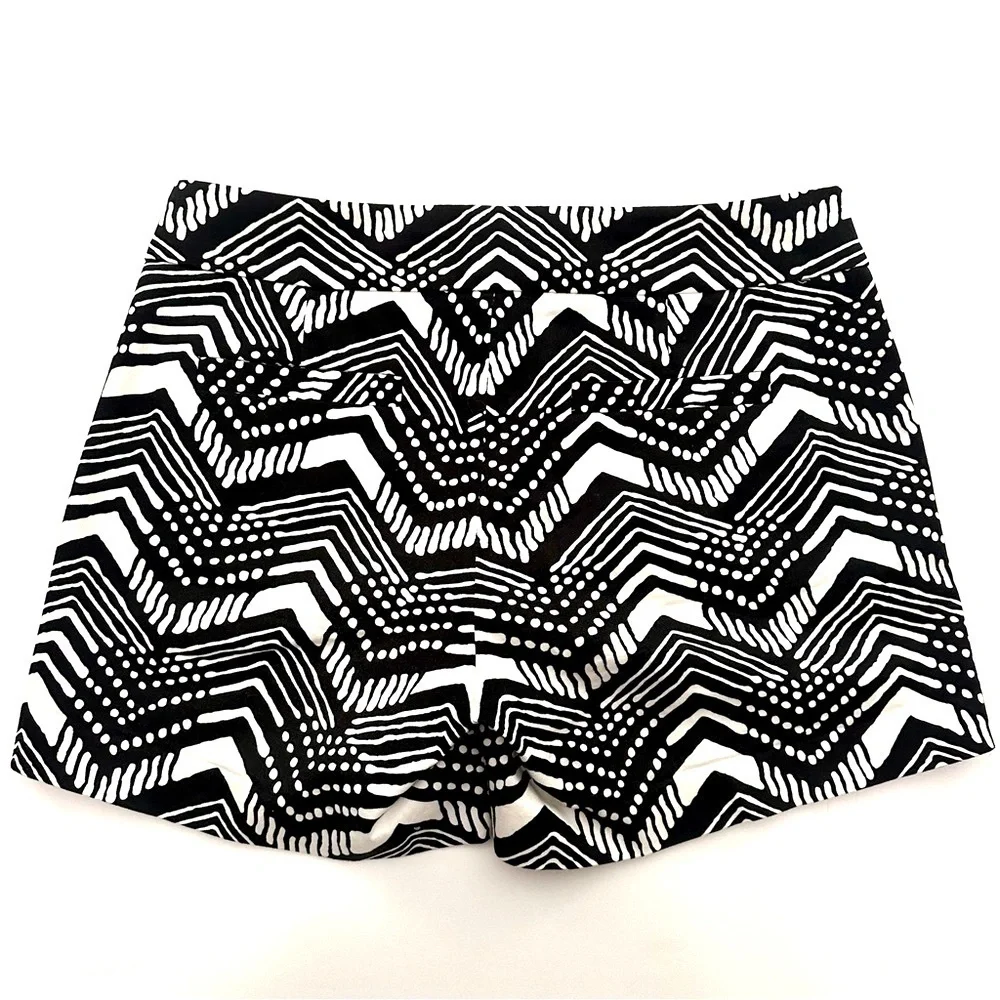 J. Crew Stretch Chino Shorts Black and White Tribal Stripes Size 6